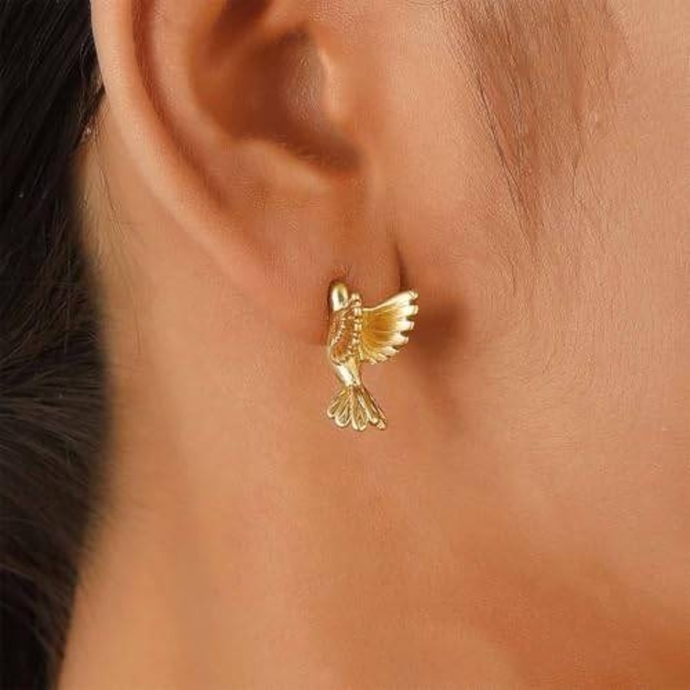 Gold Bird Stud Earrings Hummingbird Dove Nature Jewelry Small Dainty Gold Studs
